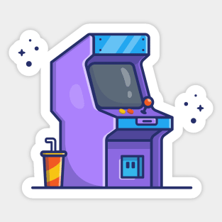 Arcade Machine With Soda Cartoon Sticker